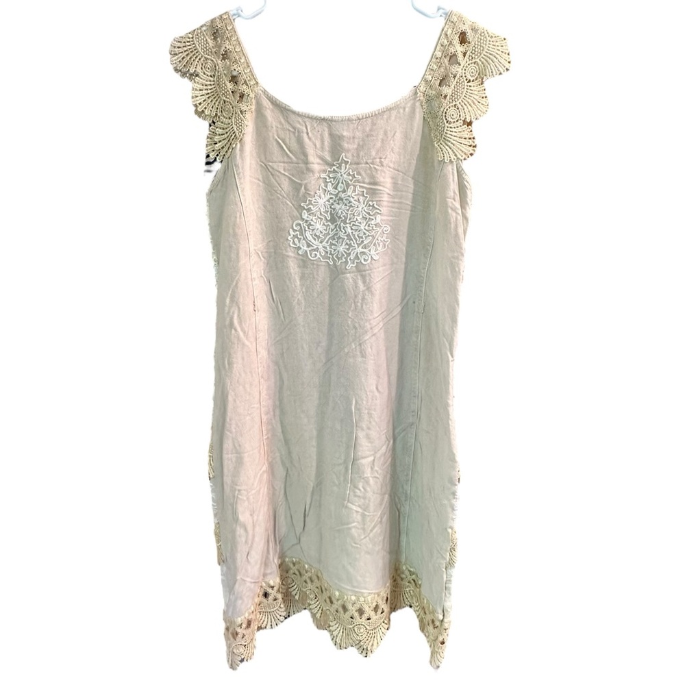 Linen and Lace Crochet Flapper Tassel Dress S - Picture 5 of 6